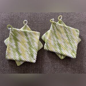 Vintage Feel Pot Holders or Hot Pads 
Hand Crocheted 2 Sets Of 2
